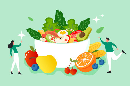 World food day, a bunch of healthy food fruits with vegetable leaves, apples, bananas, oranges, pears, grapes, etc., vector illustrationのイラスト素材