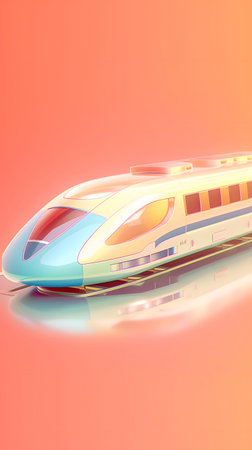 High-speed train on a colored background. 3D illustration.の素材