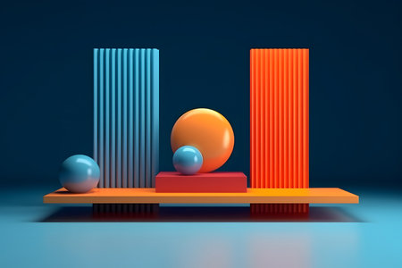 3d abstract geometrical forms. Minimal scene with geometrical forms. 3d renderの素材