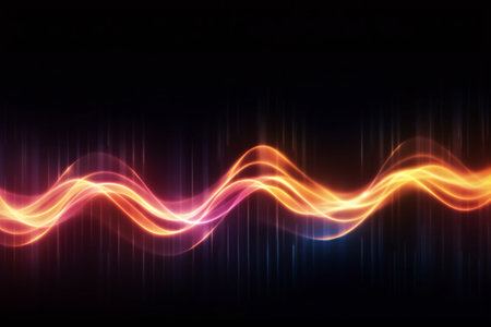 abstract light lines on a dark background. Vector Illustration.の素材