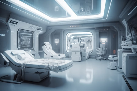 Interior of a modern hospital. Medical equipment. 3d renderingの素材