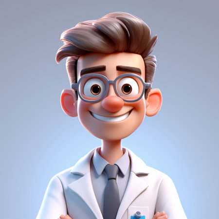 Young doctor with a smile on his face. 3d illustration.の素材