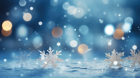 Snowflakes on bokeh background. Christmas and New Year conceptの素材
