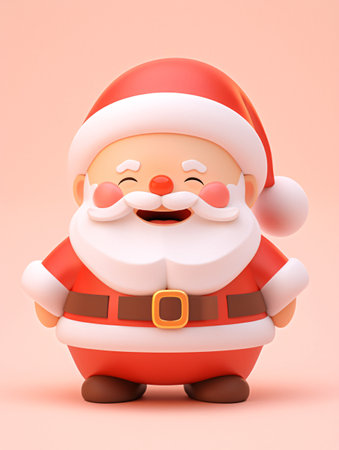 3d illustration of Santa Claus with red hat and white beard on a pink backgroundの素材