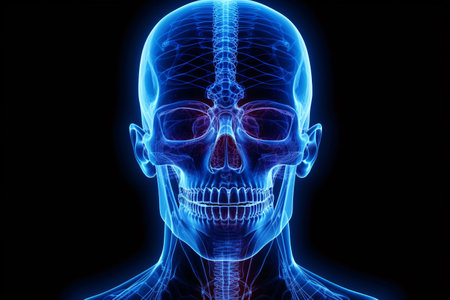 Human Skeleton Skull Anatomy For Medical Concept 3D Illustrationの素材