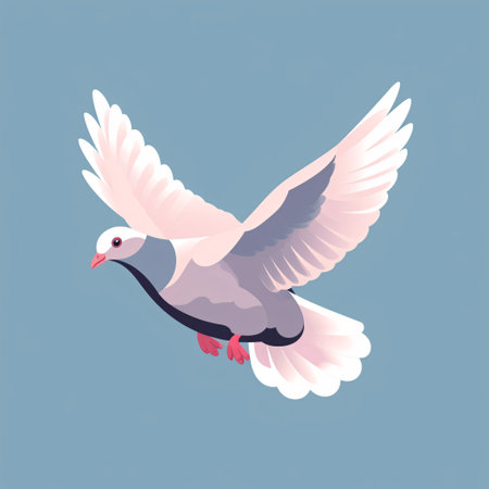 Pigeon flying in the sky. Vector illustration in flat styleの素材