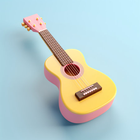 Guitar 3d illustration, guitar instrument lover music 3d illustration renderingの素材