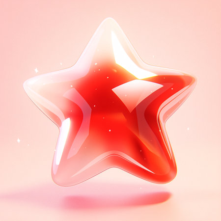3d render of a red star on a pink background. 3d illustrationの素材