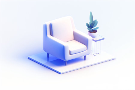 3d isometric chair and table on a white background. Vector illustration.の素材