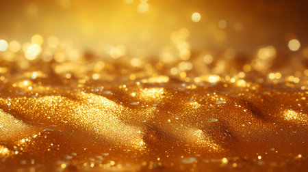 golden glitter background with bokeh defocused lights and shadowの素材