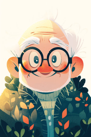 Cute old grandpa character illustration, Father's Day concept illustrationの素材