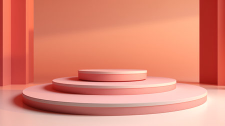Abstract minimal scene with geometrical forms. Pink podium. 3d renderの素材