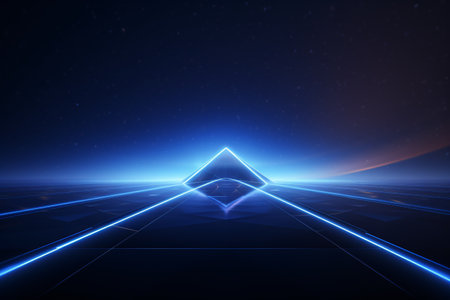 abstract background with neon lights and triangle, 3d render illustrationの素材