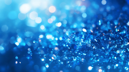 Abstract blue background with bokeh defocused lights and stars.の素材