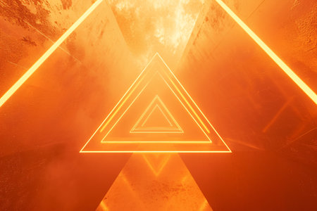 3D rendering of abstract geometric background with neon lights. 3D illustrationの素材