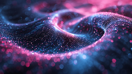 3d rendering of abstract particles with depth of field and bokeh lightsの素材
