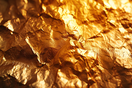 golden crumpled paper as a background, close-upの素材