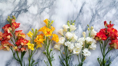 Beautiful freesia flowersle background, closeup.の素材