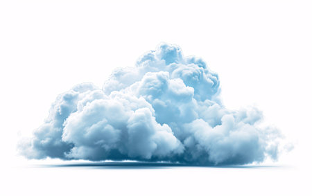 3D rendering of a fluffy cloud on a white background. Isolatedの素材