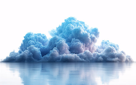 3D illustration of a stormy cloud with water reflection on itの素材