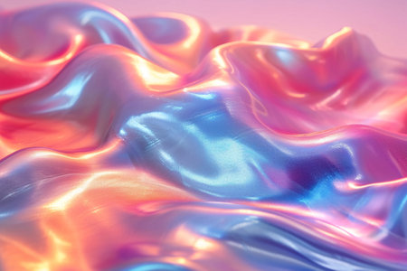 abstract background of blue and pink wavy silk or satin textureの素材