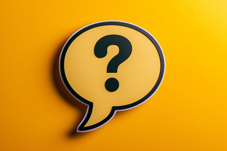 Question mark in a speech bubble on a yellow background. 3d renderingの素材