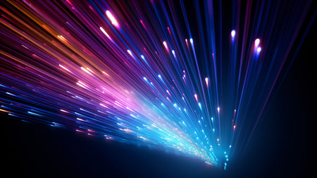 Fiber optics background with lots of light rays (high resolution 3D image)の素材