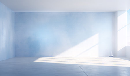 Empty room with blue wall and sunlight. Mock up, 3D Renderの素材