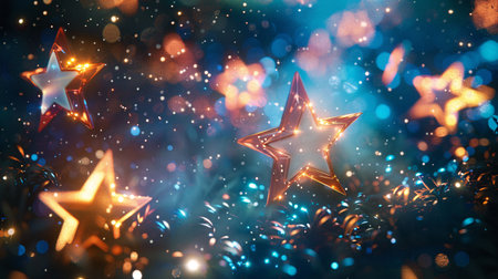 3d rendering of abstract particles in empty space. Futuristic background with depth of field and bokeh effect.の素材