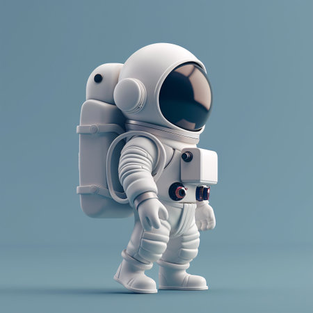 Astronaut walking and looking at the camera. 3d renderingの素材