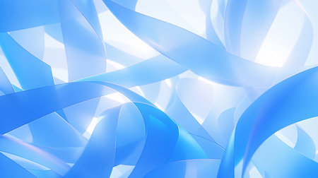 abstract background with blue ribbons, 3d illustration, horizontalの素材