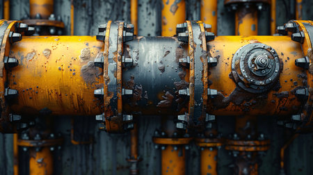 Oil and gas industry. Oil pipeline with valves. Industrial background.の素材