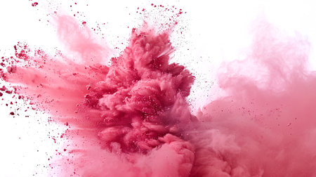 Pink paint explosion isolated on white background. 3d rendering, 3d illustration.の素材