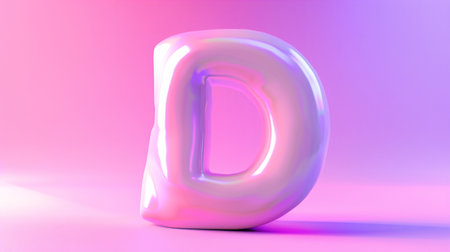 Alphabet letter D uppercase. Pink and blue font. 3D renderingの素材