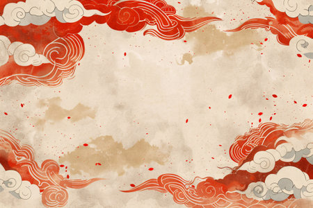 Chinese New Year grunge background with traditional Chinese elements. Vector illustration.の素材