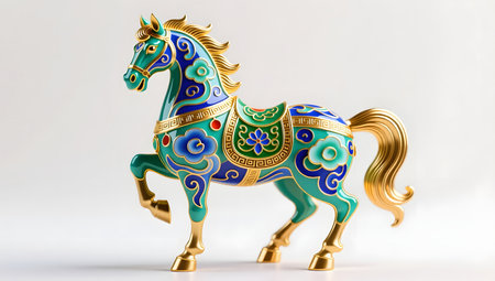 Horse figurine on a white background. 3d illustration.の素材