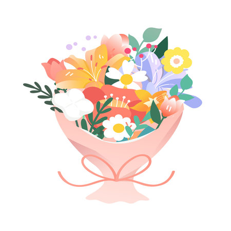 Bouquet of flowers in a vase. Vector illustration.のイラスト素材