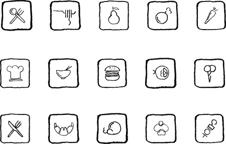 Food & Restaurant icons grunge lineのイラスト素材