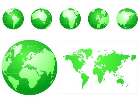 green globe icons setのイラスト素材