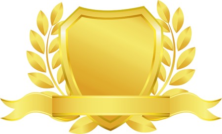 shield design with plant and decoration goldenのイラスト素材