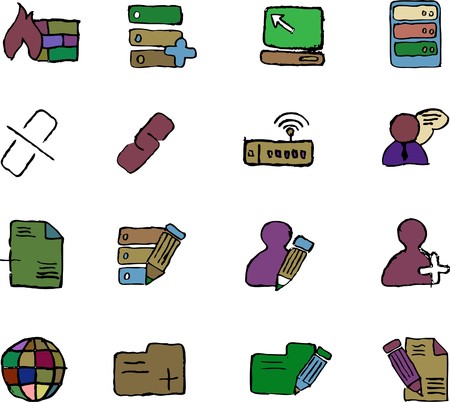 Database and Network icons  isolatedのイラスト素材