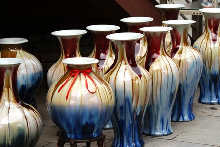Assortment of porcelain, the Chinese marketの写真素材