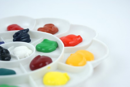 Filled with a variety of paint palette£¬colorfulの写真素材