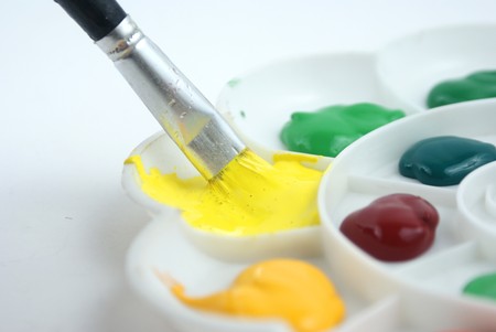 Filled with a variety of paint palette£¬colorfulの写真素材