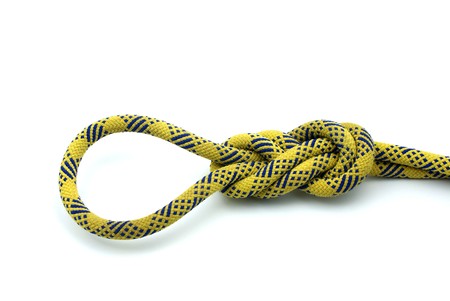 Single Figure 8 on a Bight tied on a yellow rope