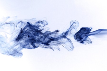  Abstract blue smoke isoltated on whiteの写真素材