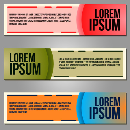 Banner in three different color palettes. Red, green and tricolor. Soft forms. Vector illustrationのイラスト素材