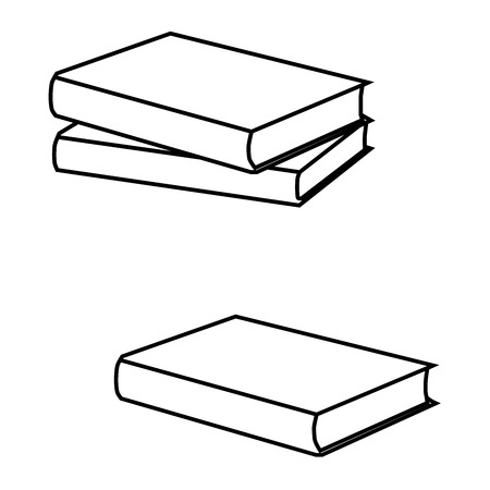 Silhouettes of books. Set of two icons. Vector illustrationのイラスト素材