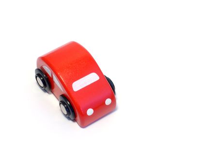 Little red wooden toy carの写真素材