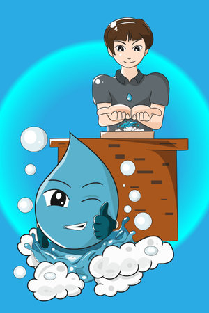 Girl with water character design illustrationのイラスト素材